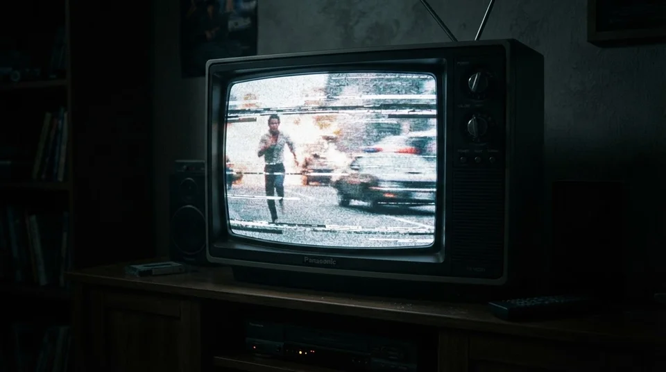 Горизонтальні смуги й перешкоди трекінгу на екрані телевізора від VHS